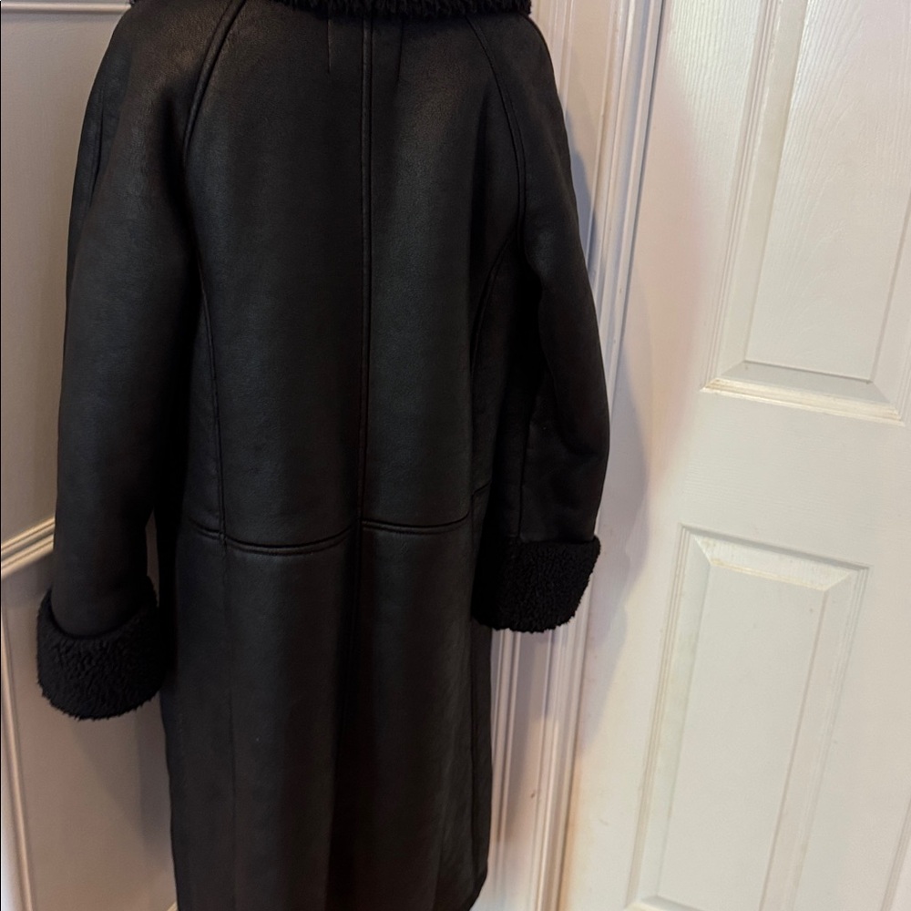 Zara Black Textured Faux Shearling Jacket - Picture 5 of 6